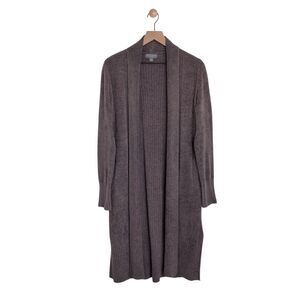 Barefoot Dreams Cozychic Lite Catalina Long Open Cardigan in Ash Brown Med